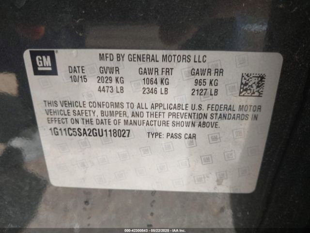 1G11C5SA2GU118027 Chevrolet Malibu Limited Lt