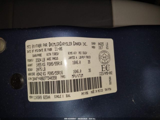 2007 CHRYSLER PT CRUISER 3A4FY48B27T540358 Photo 8