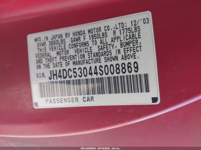 2004 ACURA RSX JH4DC53044S008869 Photo 8