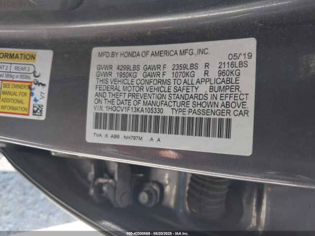 1HGCV1F13KA105330 Honda ACCORD LX