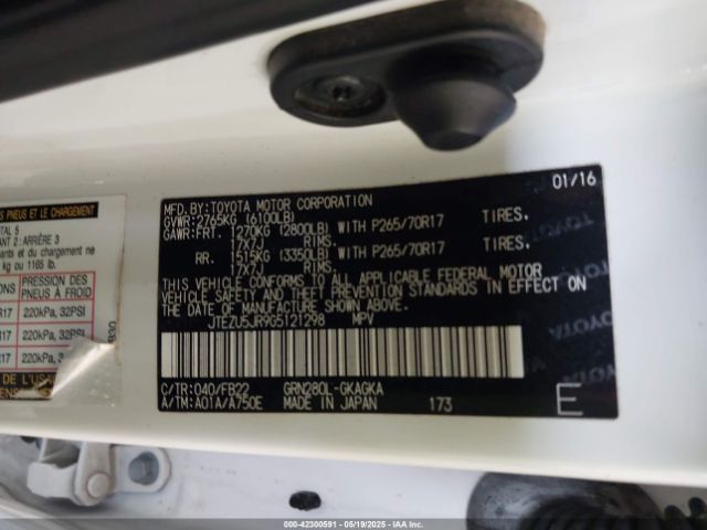 JTEZU5JR9G5121298 Toyota 1gr-fe