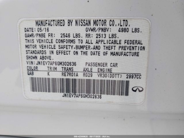 JN1EV7AP6GM302636 Infiniti Q50 3.0t Sport
