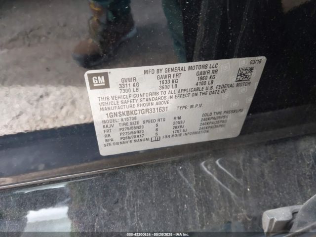 1GNSKBKC7GR331631 Chevrolet Tahoe Lt