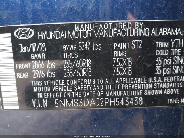 Hyundai Santa Fe Sel 2023 5NMS3DAJ2PH543438 Image 9