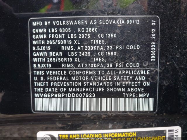 2013 VOLKSWAGEN TOUAREG WVGEP9BP1DD007923 Photo 8
