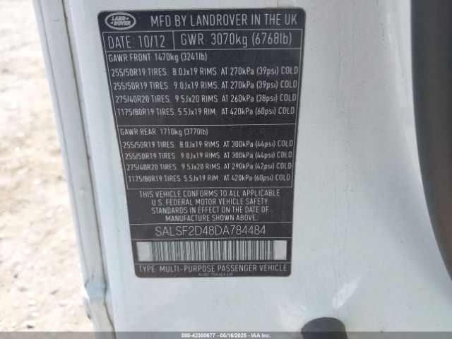 2013 LAND ROVER RANGE ROVER SPORT SALSF2D48DA784484 Photo 8