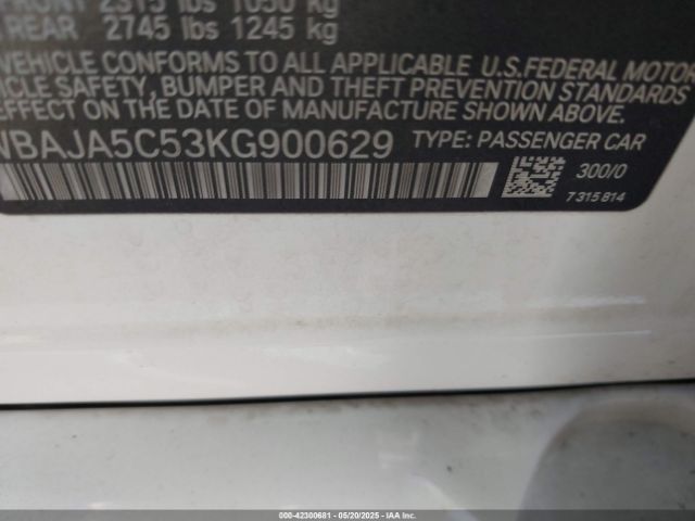 2019 BMW 530I WBAJA5C53KG900629 Photo 8