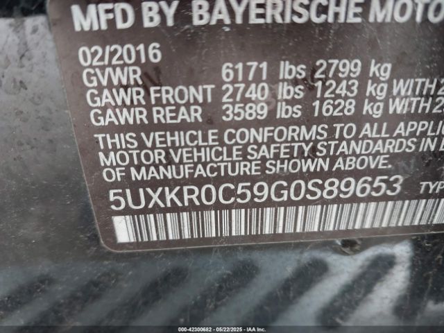 5UXKR0C59G0S89653 BMW X5 Xdrive35i