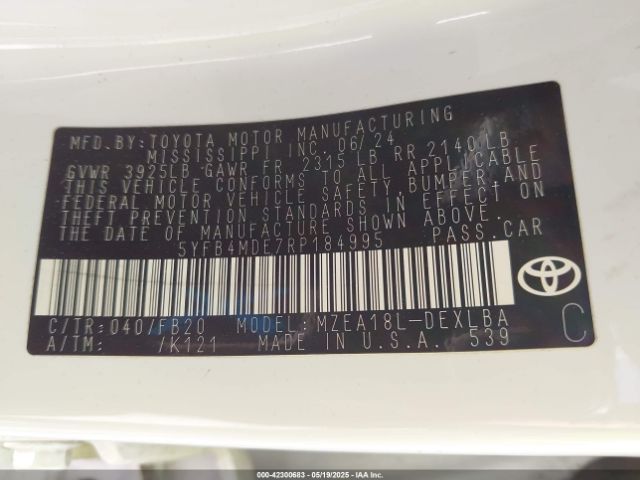 2024 TOYOTA COROLLA 5YFB4MDE7RP184995 Photo 8