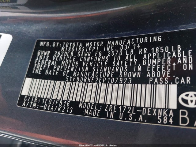 Toyota Corolla Le Plus 2014 5YFBURHE2EP107923 Image 9