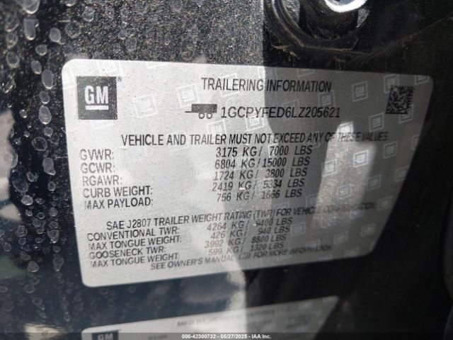 1GCPYFED6LZ205621 Chevrolet Silverado 1500 4wd  Short Bed Lt Trail Boss