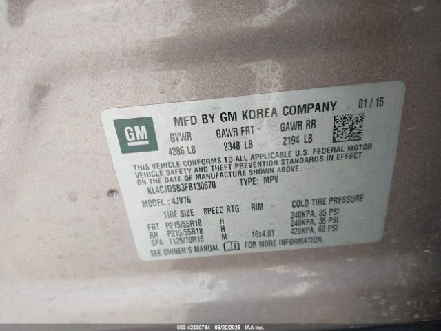 KL4CJDSB3FB130670 Buick Encore Premium