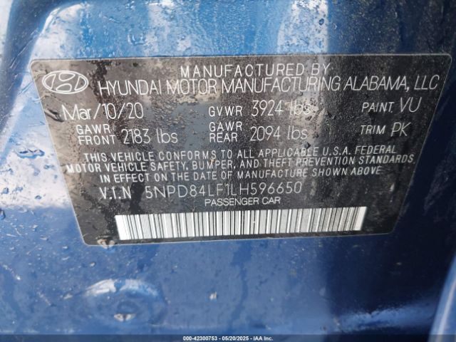 2020 HYUNDAI ELANTRA 5NPD84LF1LH596650 Photo 8