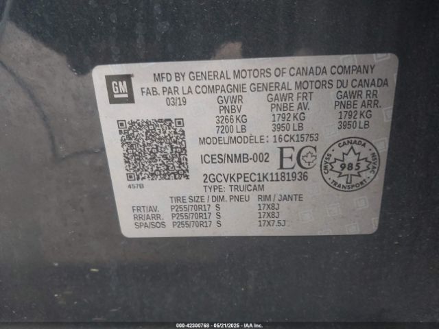2019 CHEVROLET SILVERADO 1500 LD 2GCVKPEC1K1181936 Photo 8