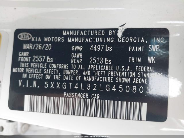 2020 KIA OPTIMA 5XXGT4L32LG450805 Photo 8