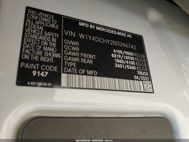 W1Y4DCHY2NT094742 Mercedes-Benz om651