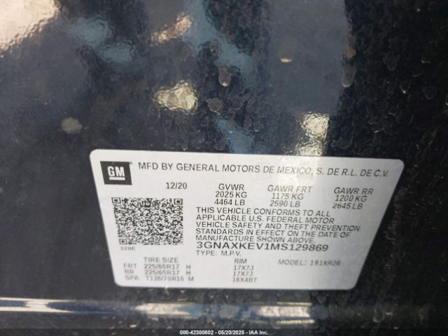 2021 CHEVROLET EQUINOX 3GNAXKEV1MS129869 Photo 8
