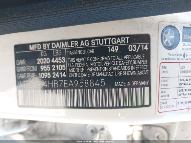 WDDGF4HB7EA958845 Mercedes-Benz C-Class