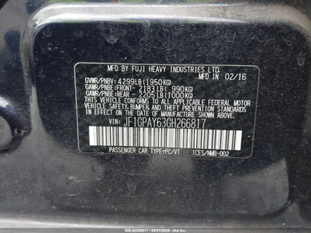 JF1GPAY63GH266817 Subaru Impreza 2.0i Sport Limited