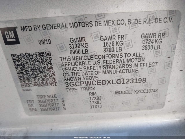 3GCPWCEDXLG123198 Chevrolet Silverado 1500 2wd  Standard Bed Lt