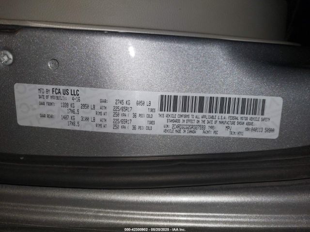 2C4RDGCG2GR327593 Dodge Grand Caravan Sxt