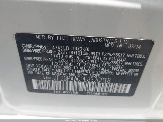 JF2GPAWC0E8320818 Subaru Xv Crosstrek 2.0i Premium