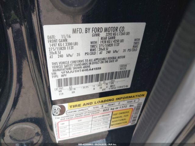 1FMJU1HT4HEA41559 Ford Expedition Xlt