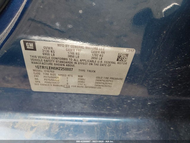 1GTR1LEH6HZ250807 GMC lv3 - sidi: spark ignited direct injection, vvt: variable valve timing, e85 max, alum, gen 5