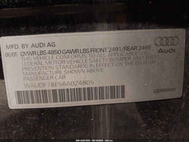 2006 AUDI A4 WAUDF78E56A024805 Photo 8
