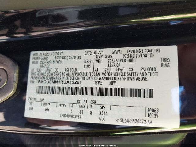 2024 FORD ESCAPE 1FMCU0MN1RUA15261 Photo 8
