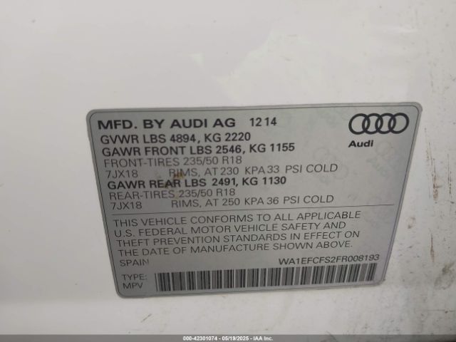 WA1EFCFS2FR008193 Audi Q3 2.0t Premium Plus
