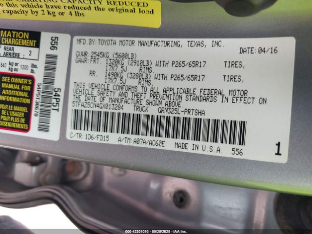 5TFAZ5CN4GX013284 Toyota 2gr-fks