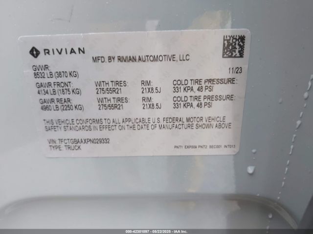 2023 RIVIAN R1T 7FCTGBAAXPN029332 Photo 8