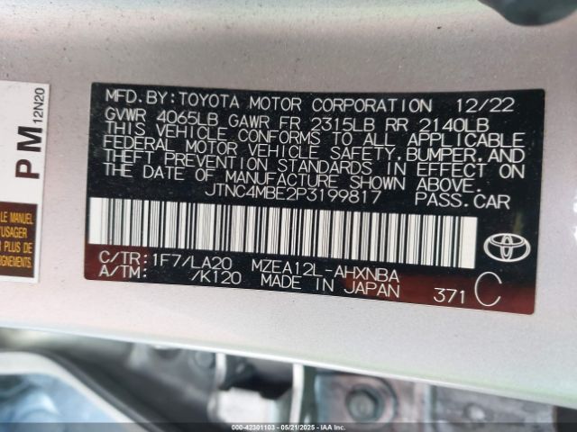 JTNC4MBE2P3199817 Toyota m20a-fks
