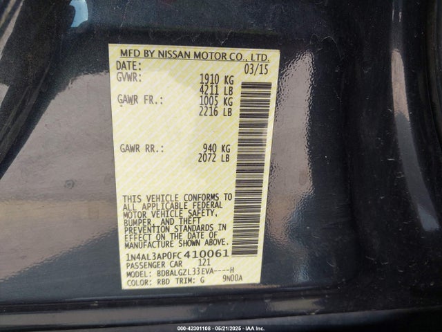 Nissan 2015 2015 1N4AL3AP0FC410061 Image 9