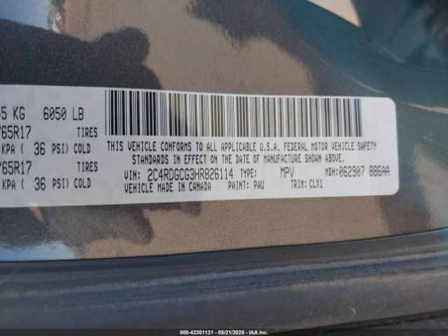 2C4RDGCG3HR826114 Dodge Grand Caravan