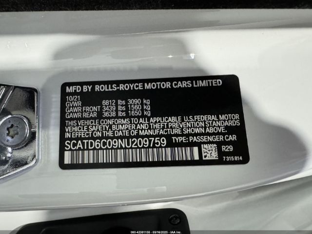 SCATD6C09NU209759 Rolls-Royce Ghost Black Badge