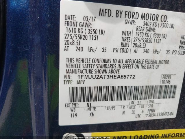 1FMJU2AT3HEA65772 Ford Expedition Limited