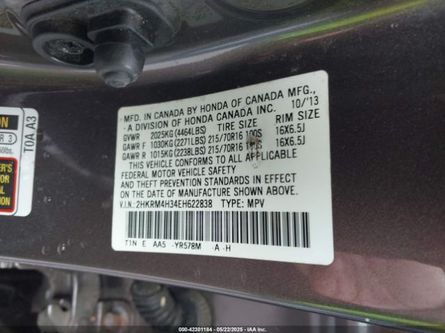 2HKRM4H34EH622838 Honda CR-V LX
