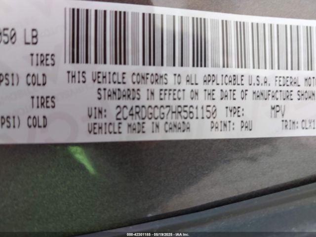 2C4RDGCG7HR561150 Dodge Grand Caravan Sxt
