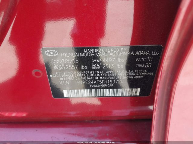 5NPE24AF5FH163720 Hyundai SONATA SE