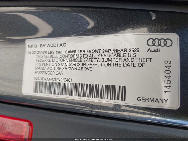2022 AUDI A4 WAUEAAF47NN012401 Photo 8