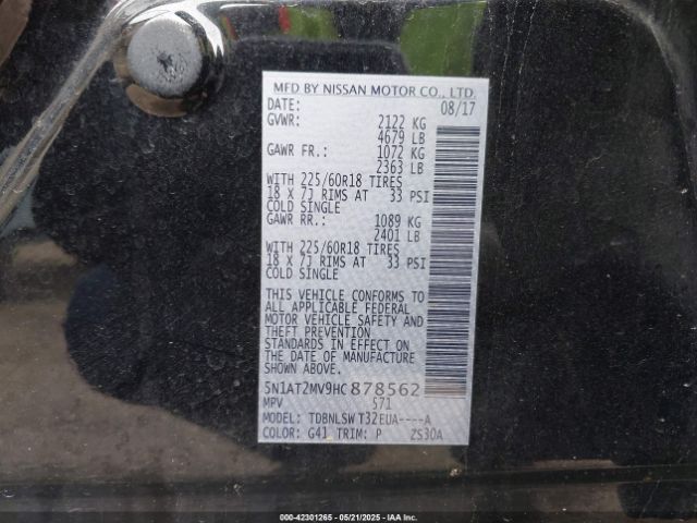 2017 NISSAN ROGUE 5N1AT2MV9HC878562 Photo 8