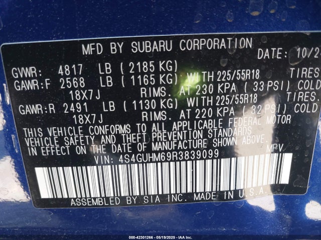 4S4GUHM69R3839099 Subaru Crosstrek Limited