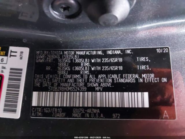 5TDBZRBH0MS524399 Toyota Highlander Le