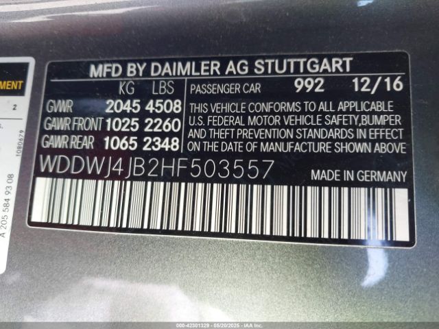 WDDWJ4JB2HF503557 Mercedes-Benz C 300
