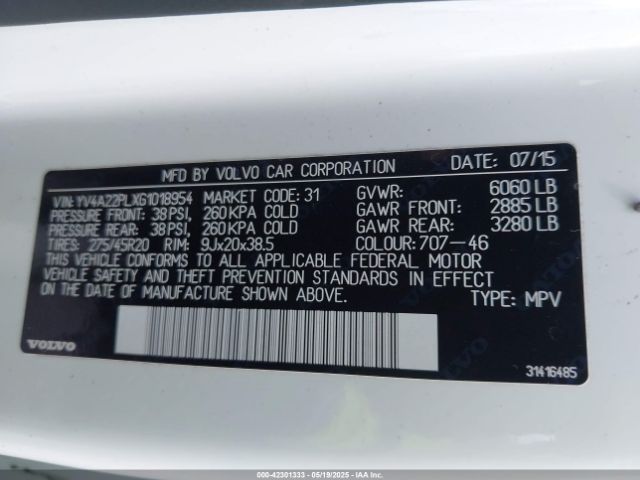 2016 VOLVO XC90 YV4A22PLXG1018954 Photo 8