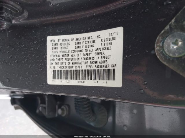 1HGCR2F38HA135783 Honda ACCORD LX