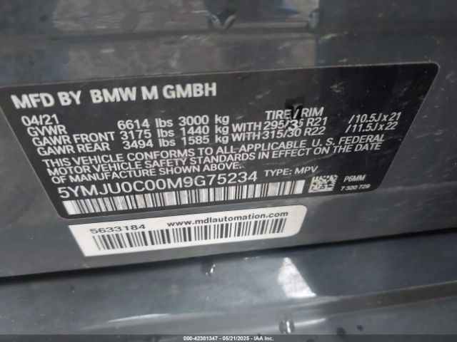 5YMJU0C00M9G75234 BMW 2021