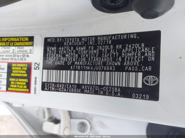 4T1B11HK4JU076683 Toyota a25a-fks